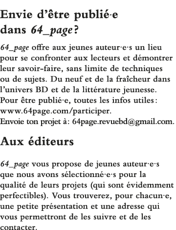 Envie d être publié e dans 64_page   64_page offre aux jeunes auteur e s un lieu pour se confronter aux lecteurs et d   