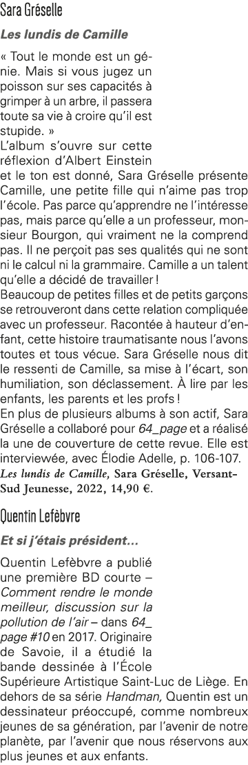 Sara Gréselle Les lundis de Camille   Tout le monde est un génie  Mais si vous jugez un poisson sur ses capacités à g   